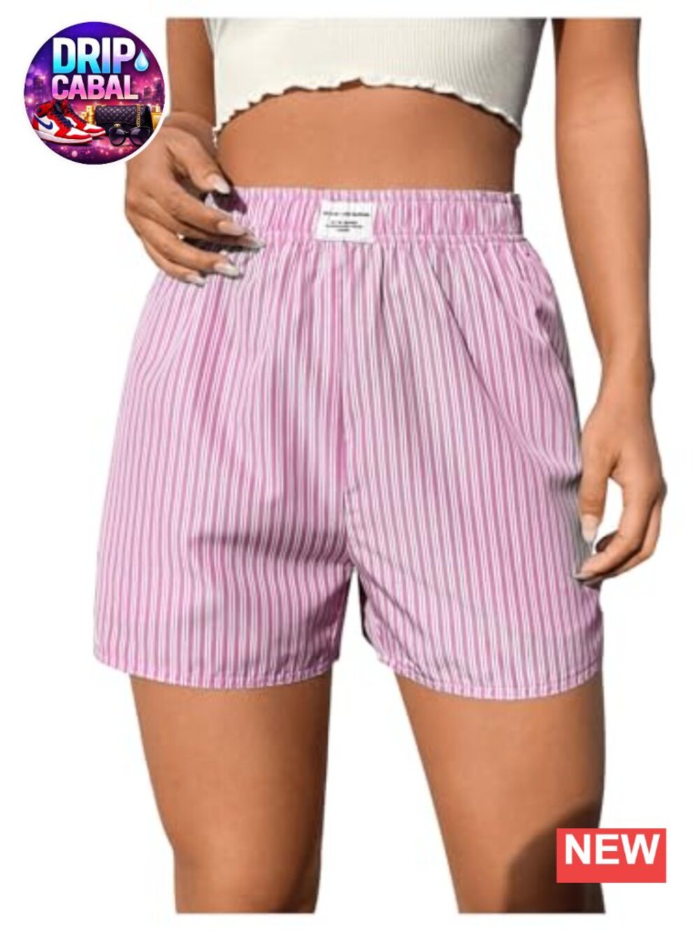 Women's Casual Striped Straight Leg Shorts Elastic Waist